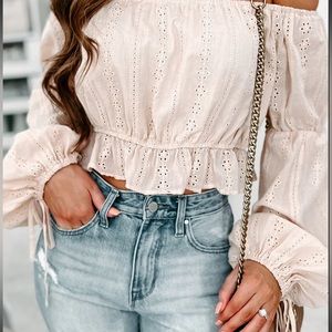 Eyelet Off-shoulder Top